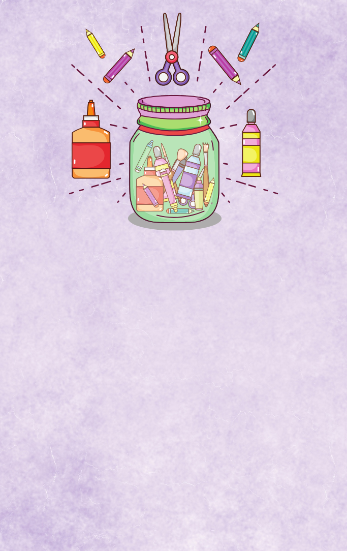 diy art supplies on purple background