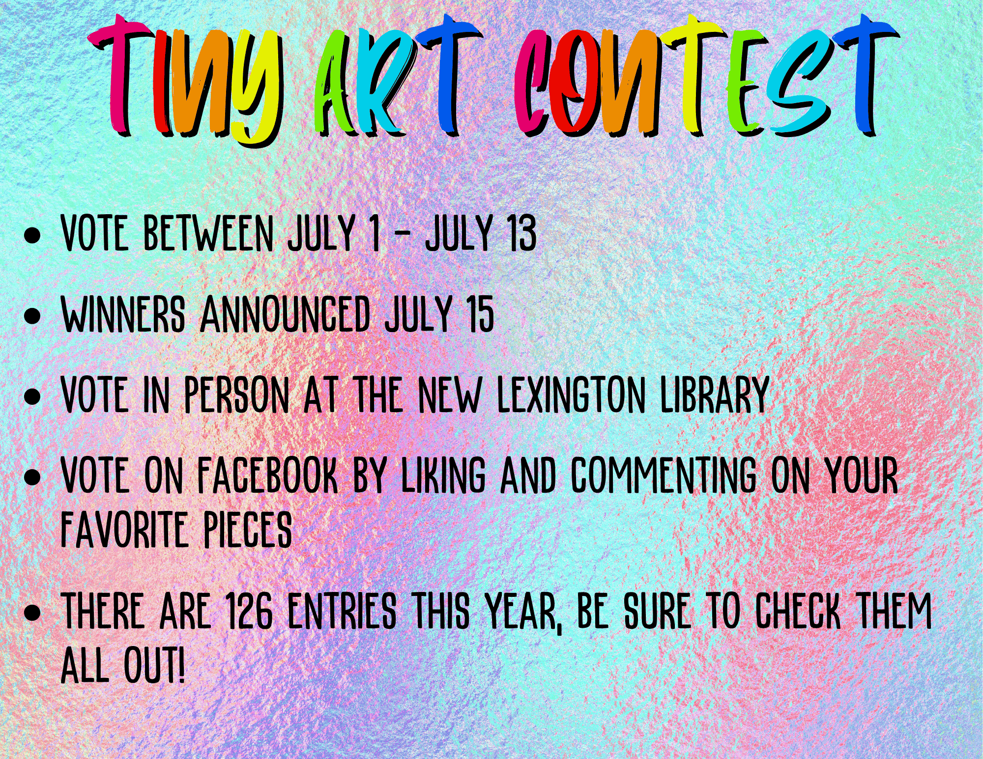 Link to PCDL's Facebook page for tiny art contest voting