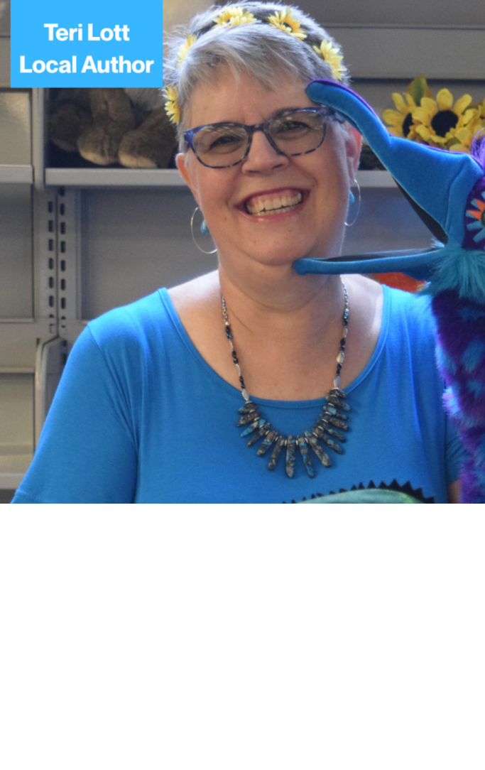 author teri lott holding a puppet