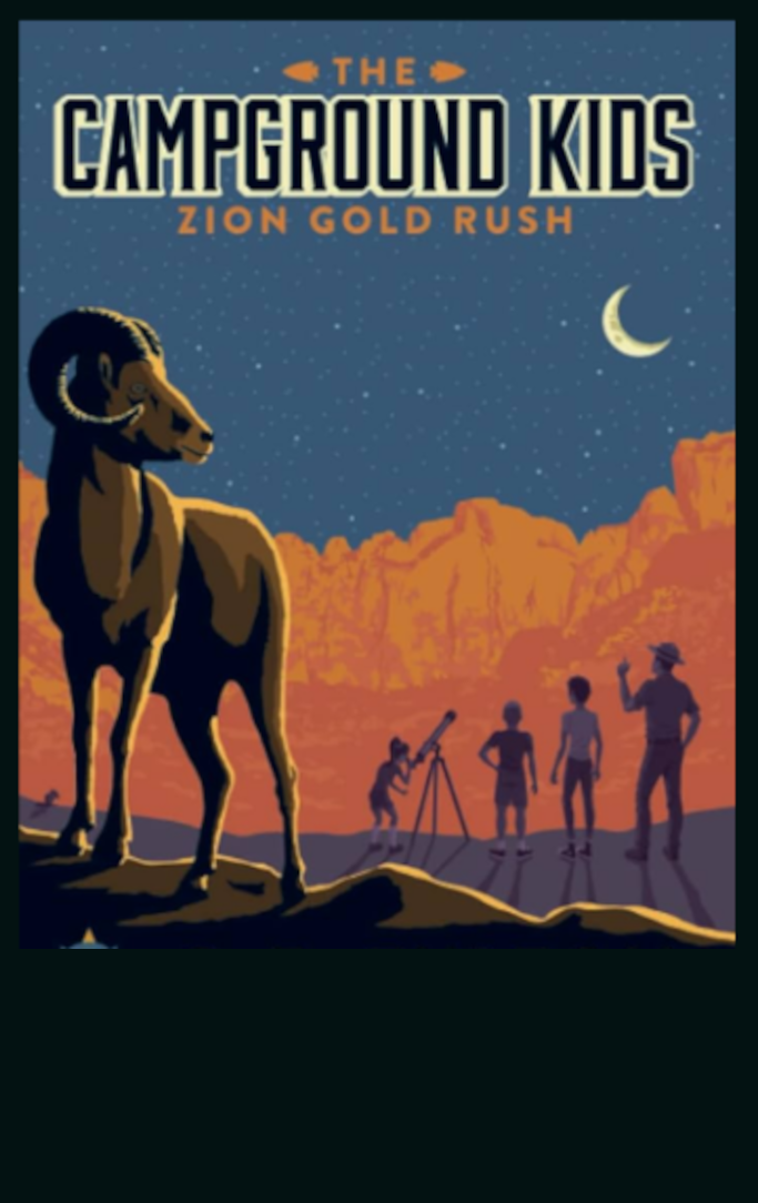 cover of book titled zion gold rush, mountain goat in foreground