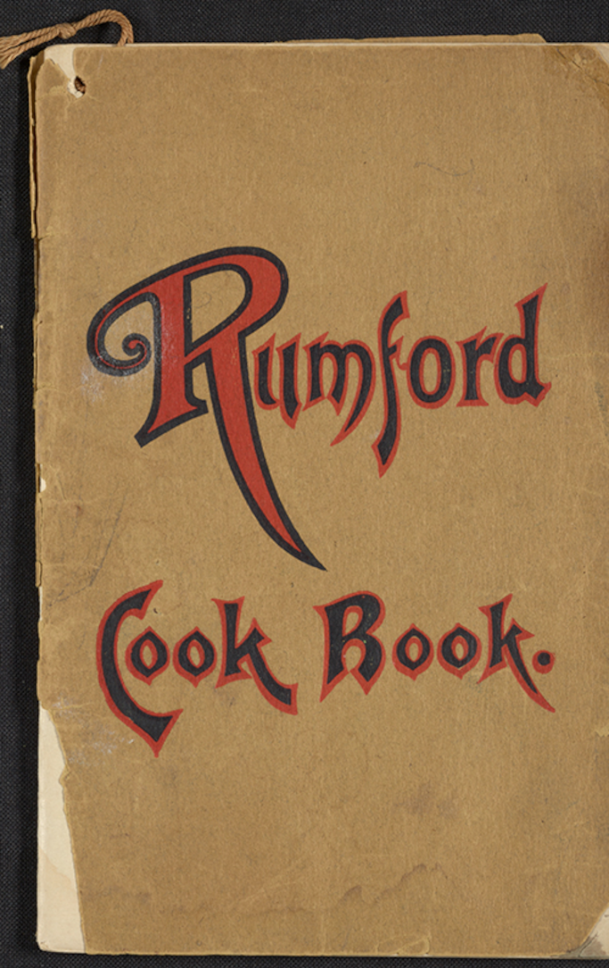 cover of an old cookbook titled Rumford Cook Book
