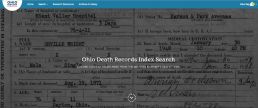 Ohio Death Records Index Search screenshot